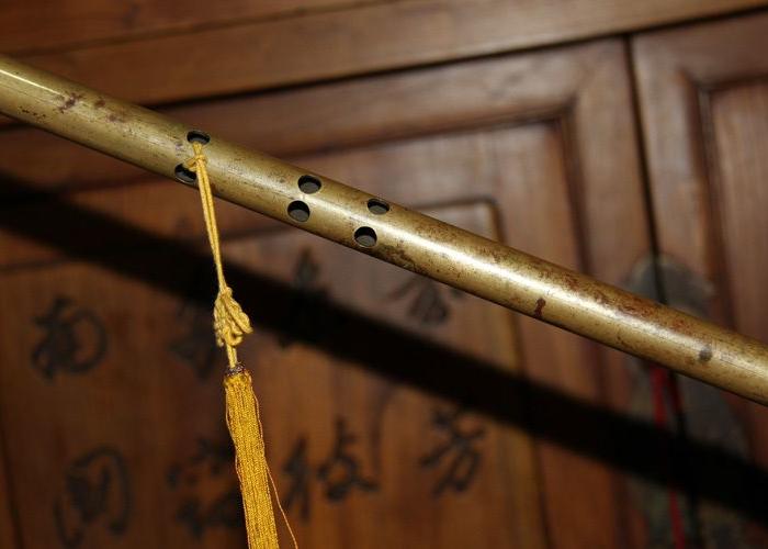 老铜器浅刻山水人物纹老铜箫 老乐器箫_老铜器