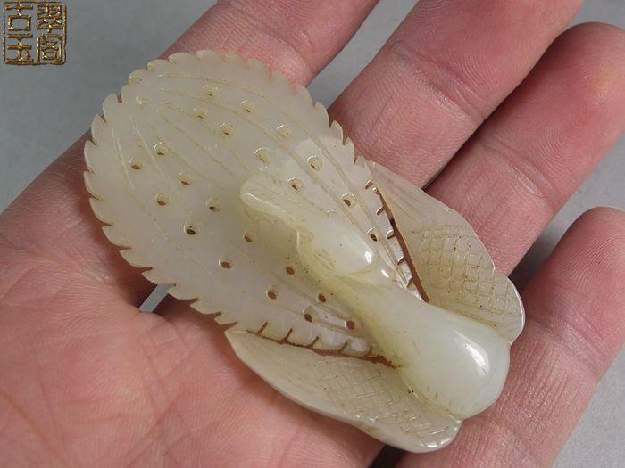 明代和田白玉大凤凰头饰_明代和田白玉大凤凰