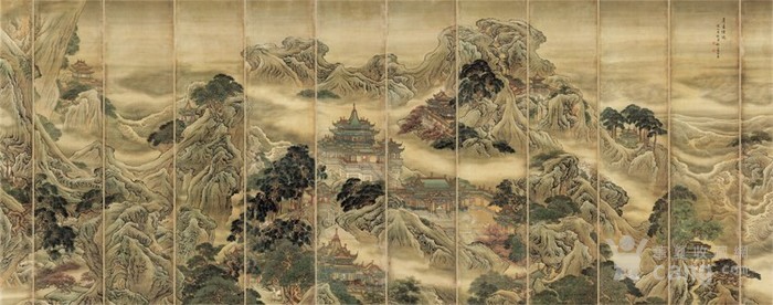 清袁耀蓬莱仙境图