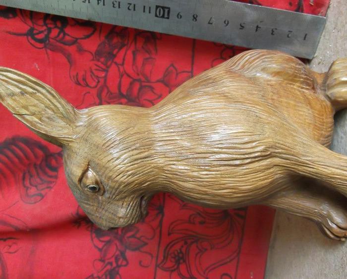 绿檀木木雕动物木雕花鸟木雕十二生肖木雕兔子