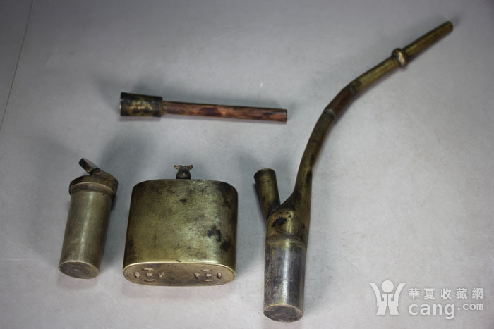 清代广东十八铺陈连记水烟袋老铜器老烟具16795