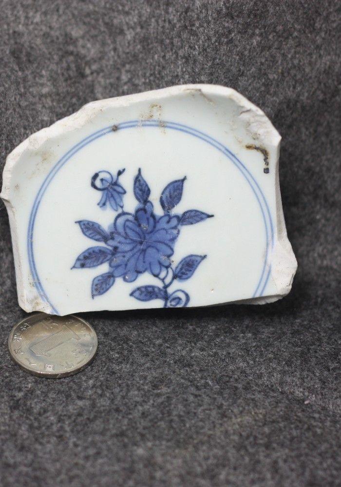 明代嘉靖万历青花折枝牡丹纹瓷片古瓷标本大明