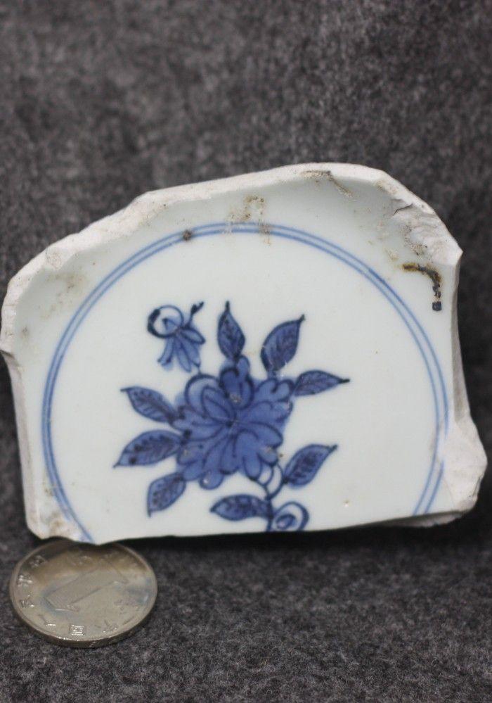 明代嘉靖万历青花折枝牡丹纹瓷片古瓷标本大明