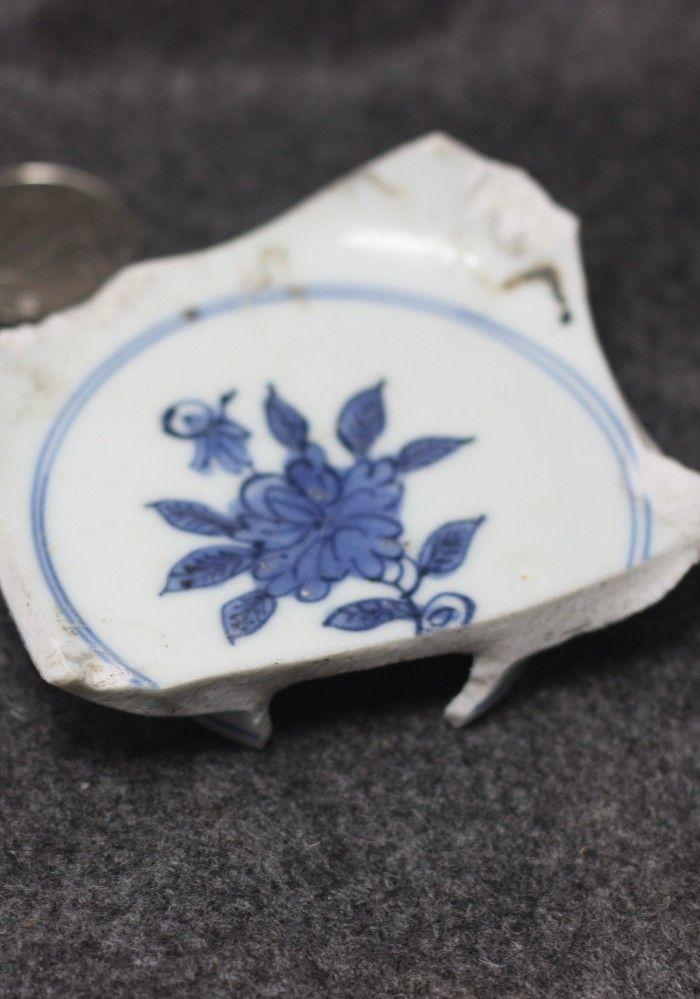 明代嘉靖万历青花折枝牡丹纹瓷片古瓷标本大明