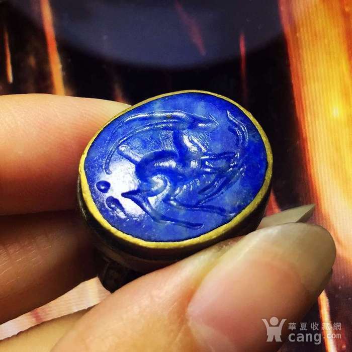 波斯萨珊王朝青金石瑞兽印章戒指