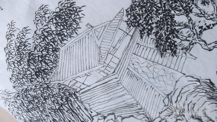 水墨山水画国画,那竹林中的房子居住很好,这意境有人喜欢有人爱