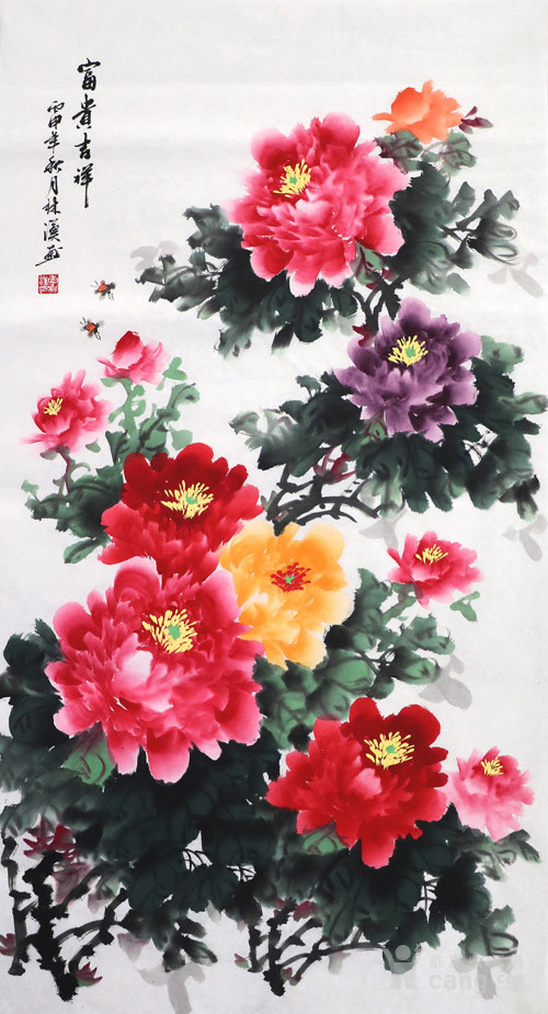 李林汉·三尺竖幅牡丹
