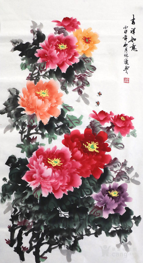 李林汉·三尺竖幅牡丹