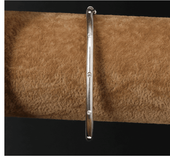 海外回流嵌人工钻石925纯银手镯手饰女古玩收