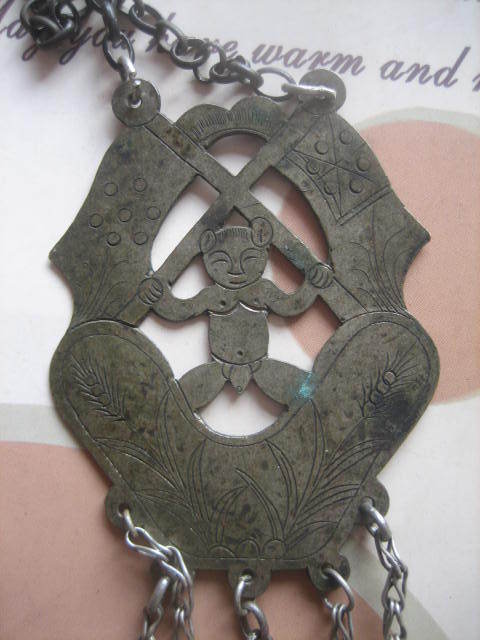 好寓意长命福儿童老银锁长命锁聚宝盆双国旗童