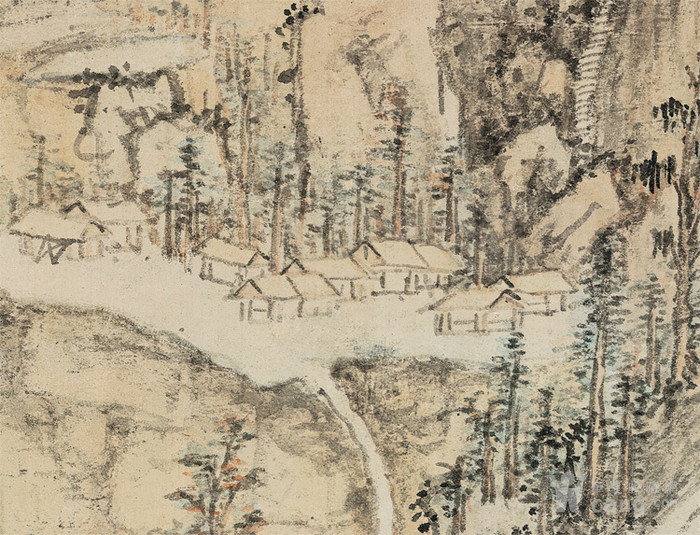 明-侯懋功-山村清话图-纸