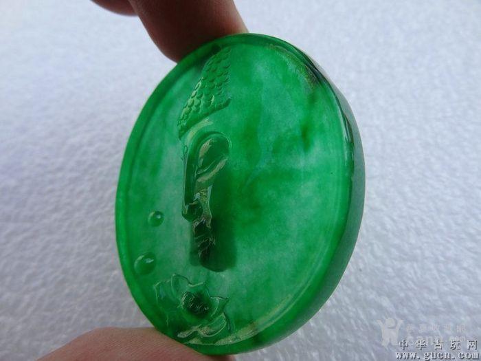 缅甸翡翠满翠高冰种观音玉佩_缅甸翡翠满翠高