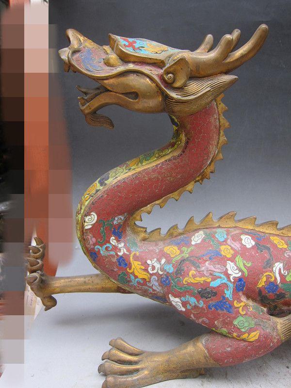 泰蓝紫彩精工铜器掐丝珐琅彩 大红龙_泰蓝紫彩