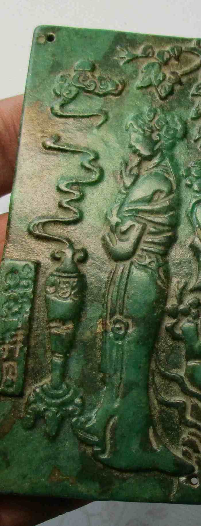 老甘青翠玉;貂蝉拜月;重97克;宽;5厘米;长;10厘