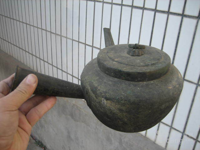民国老铜器中医药馆藏文化展示 带手柄铜药壶