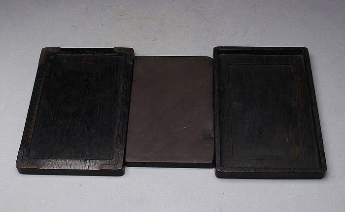 444-日本回流中国古文房具-端溪方砚带老红木