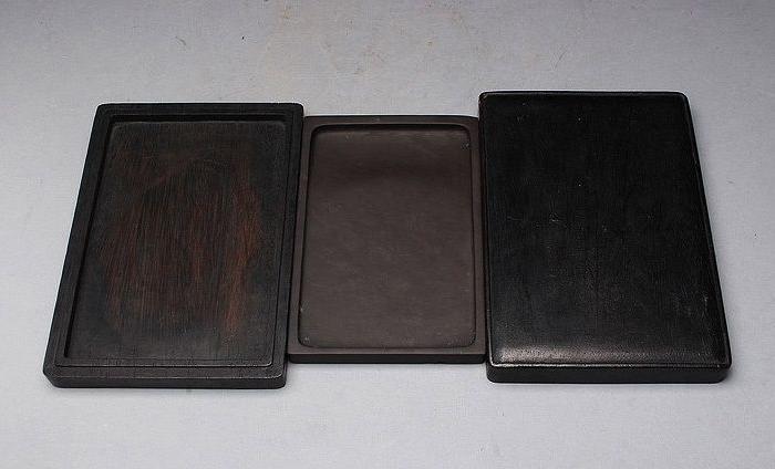 444-日本回流中国古文房具-端溪方砚带老红木