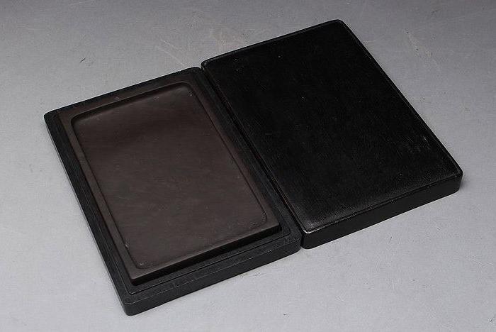 444-日本回流中国古文房具-端溪方砚带老红木