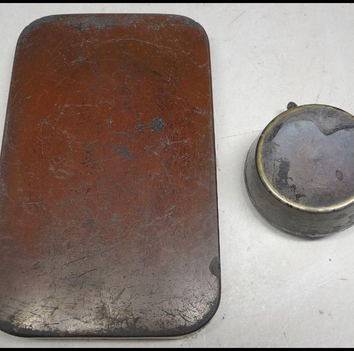 447-日本回流中国古文房具-方砚-水滴-带老红木