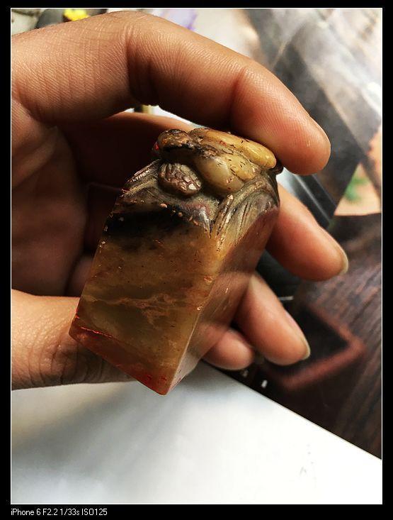 2017-89卖个人气 民国寿山大个荷花鸳鸯青蛙钮