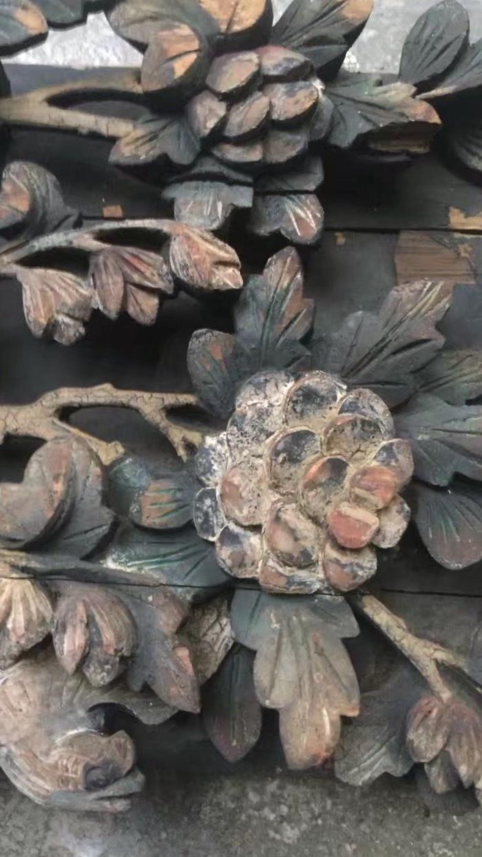 五彩立体花鸟木雕梁特价秒:980不议价_五彩立