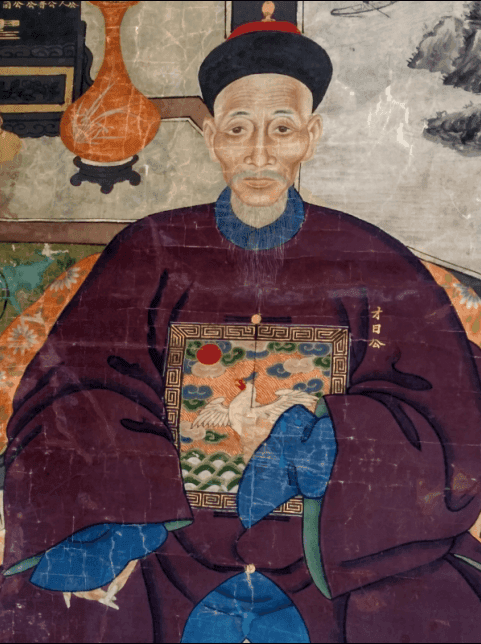 清代王爷画官人物肖像画老祖宗画像老矿彩人物