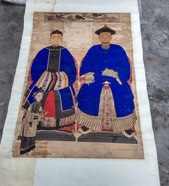 清代王爷画官人物肖像画老祖宗画像老矿彩人物