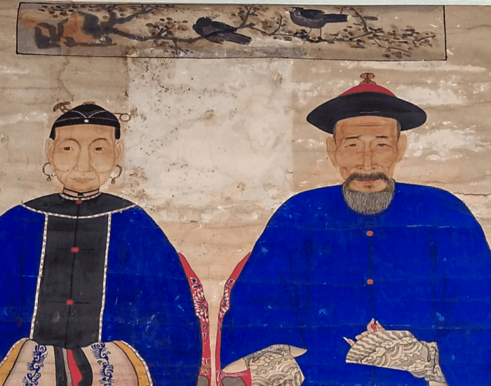 清代王爷画官人物肖像画老祖宗画像老矿彩人物