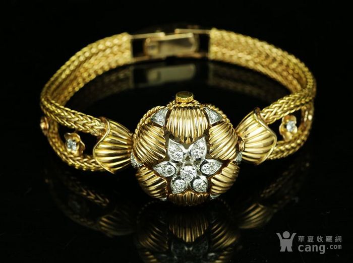 法国古董18k黄金钻石手表女士腕表机械手上弦