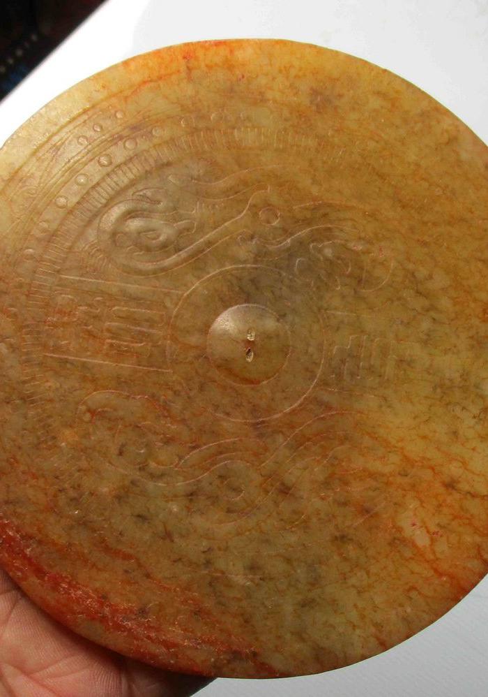 和田山料雕大玉璧镜;四大神龙玉镜(宝贝);重;21