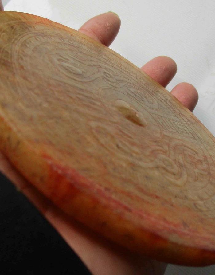 和田山料雕大玉璧镜;四大神龙玉镜(宝贝);重;21