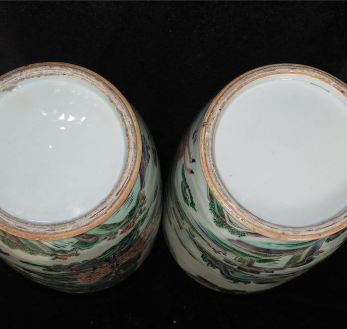 同治彩山水棒球瓶一对_同治彩山水棒球瓶一对