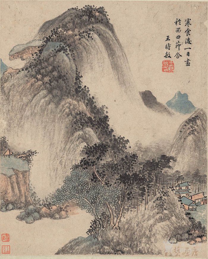 清代 王时敏 山水图 38.5x31cm_清代 王时敏 山水图 38.