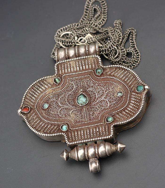 YQ1703230059纯手工老银藏饰银项链挂件挂饰