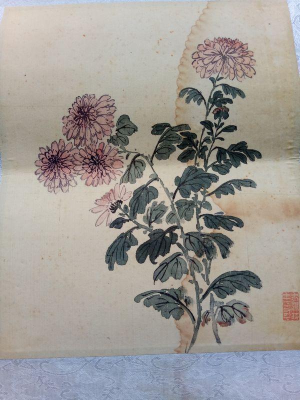 乡下收的一幅画菊花小布画_乡下收的一幅画菊