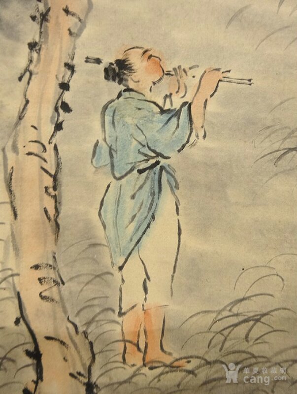 月下吹笛图
