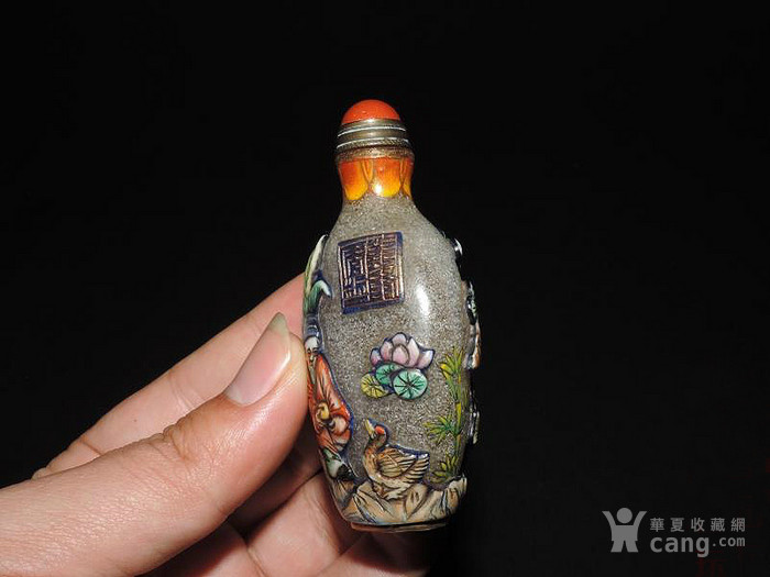 老琉璃 童子戏鹅鼻烟壶