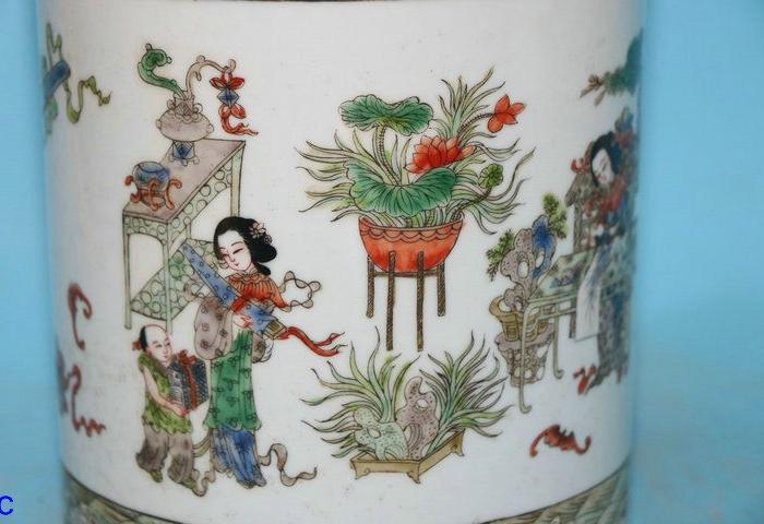 粉彩相夫教子笔筒_粉彩相夫教子笔筒价格_粉