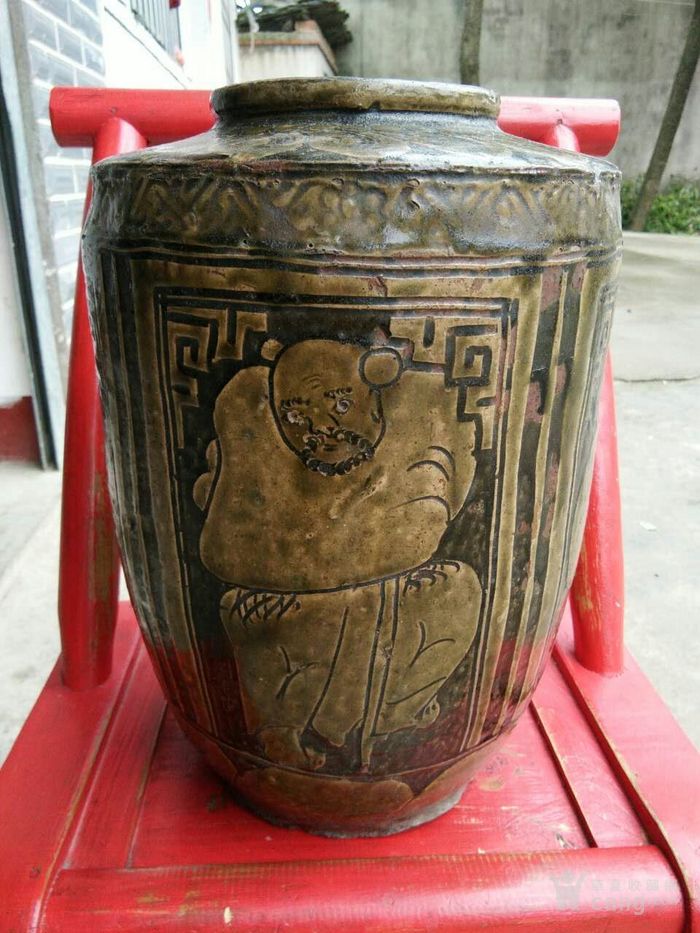 老马口窑八仙人物陶罐 全品