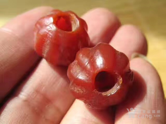 战汉时期 天然满红玛瑙 福瓜珠 包浆老道 氧化清晰