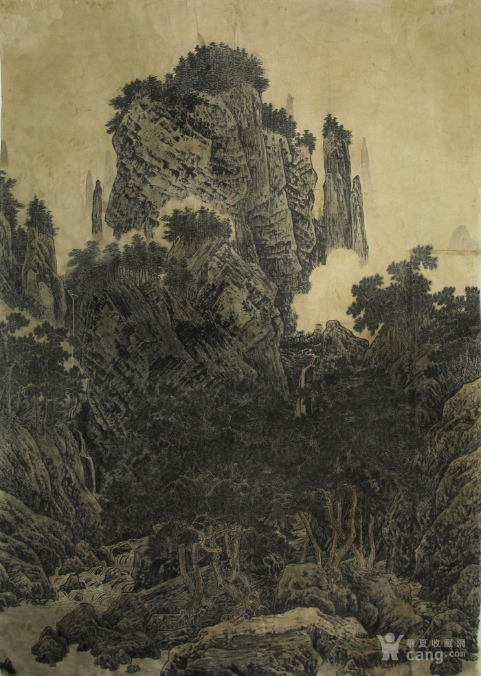 《万壑松风图》手绘临摹山水画作品
