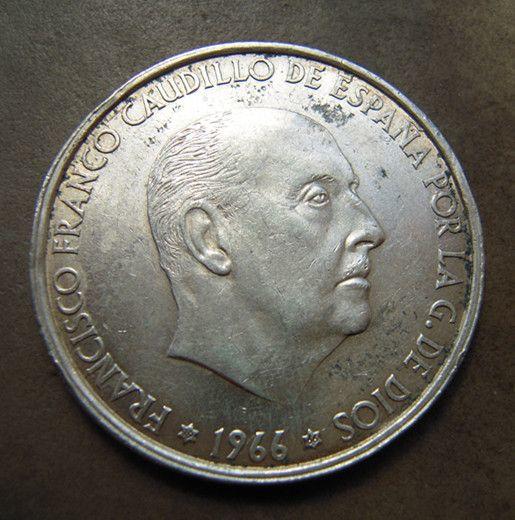 西班牙1966年100比塞塔弗郎哥银币_西班牙1