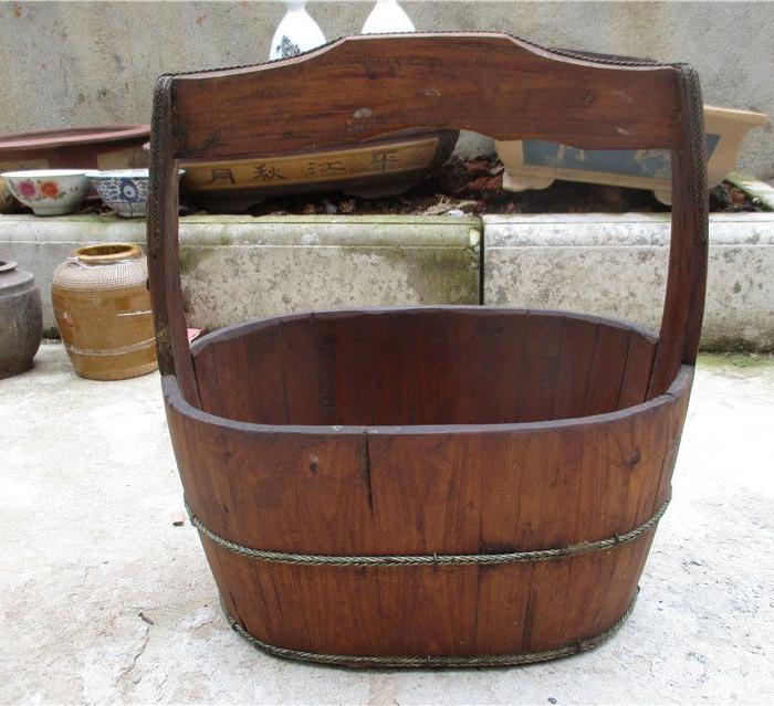 好品相 旧如新 蝴蝶花边 腰型木桶_好品相 旧如