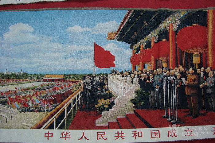 大幅手工织锦画开国大典,包邮.