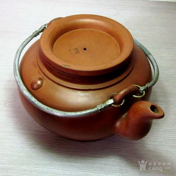 晚清民国仿时大彬制宜兴康记盖款包浆中品提梁老紫砂壶