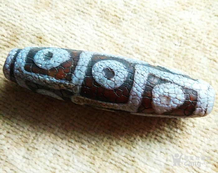 朱砂9眼龙纹天珠6.9x1.8厘米