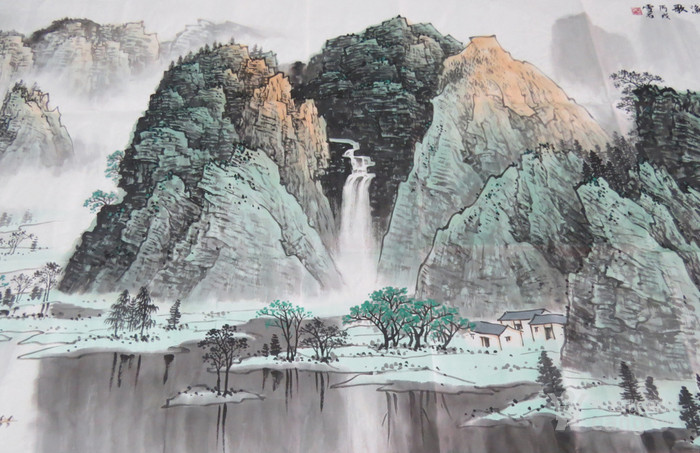 白雪石 巨幅山水画 漓江渔歌图