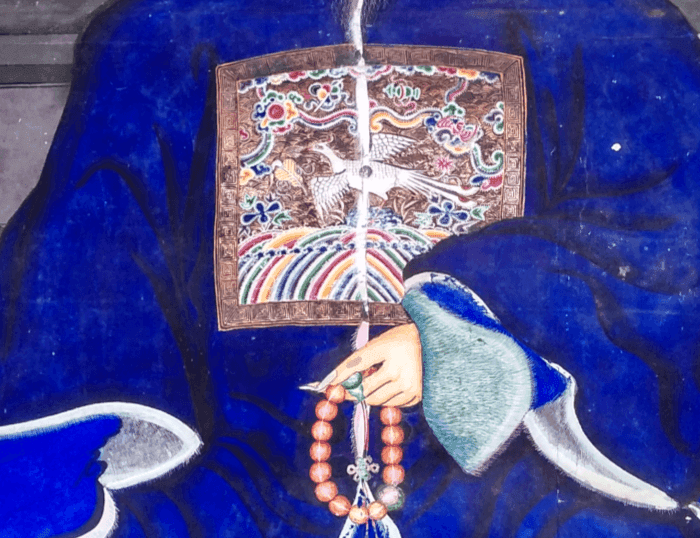 清代王爷画官人物肖像画老祖宗画像老矿彩人物