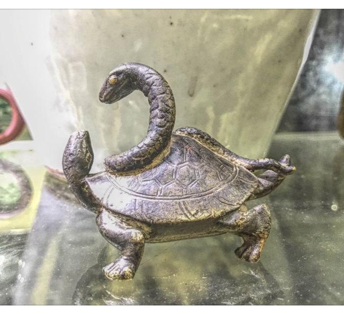 龟蛇二将铜器北方玄武老铜器J 4196_龟蛇二将