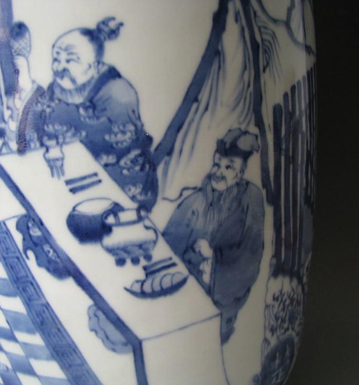 民国青花鸿门宴人物故事赏瓶_民国青花鸿门宴